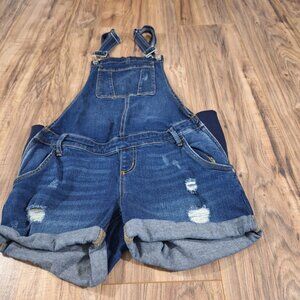 Indigo Blue overalls distressed jean shorts size XS